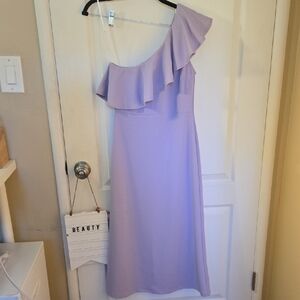 Lulu's Lilac One-Shoulder Midi Dress